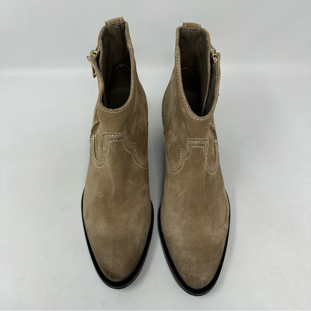 AllSaints Carlotta Western Suede Side Zip Ankle Boots Desert Sand Size 37, US 7 - Picture 4 of 13